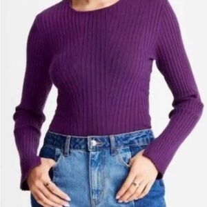 Future Collective KBB Purple ribbed twisted back top